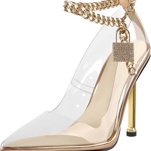 Women's Clear High Heels- Rose Gold